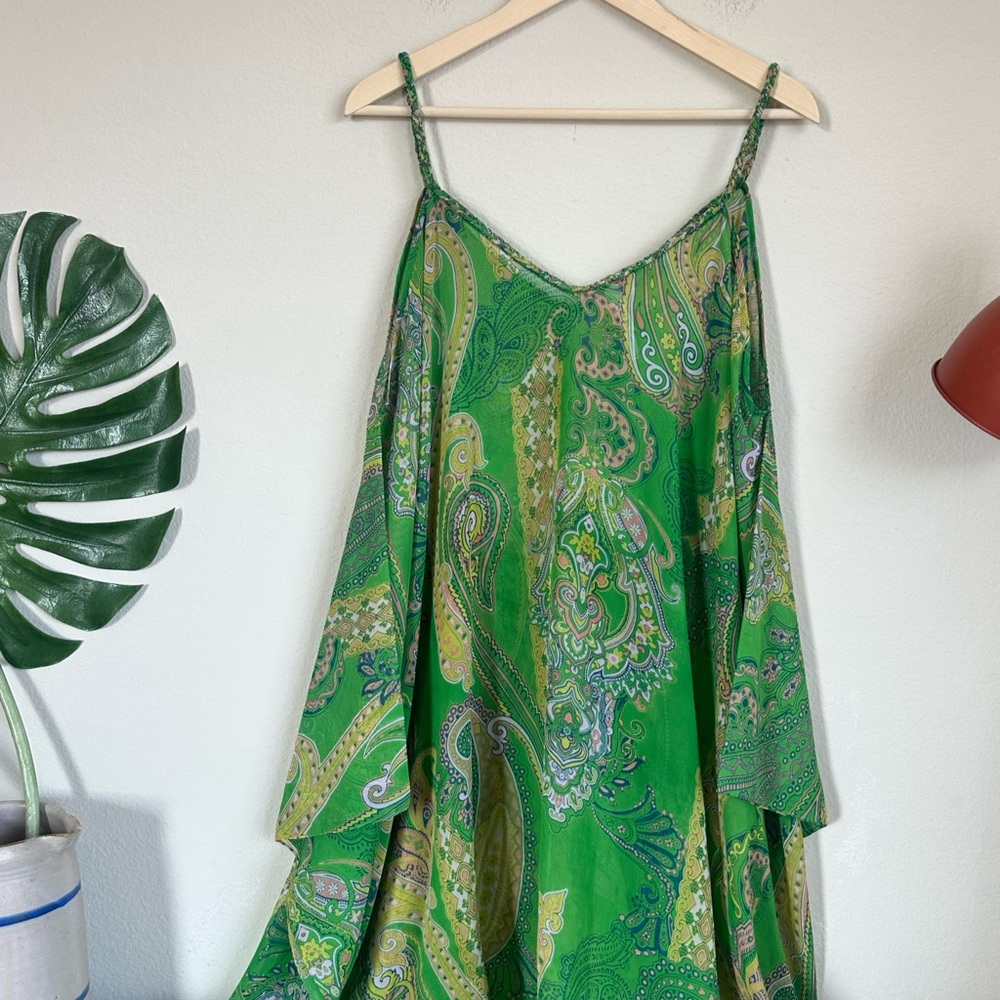 Soma Green Chiffon Scarf-Hem Cover-Up Dress - Picture 5 of 13